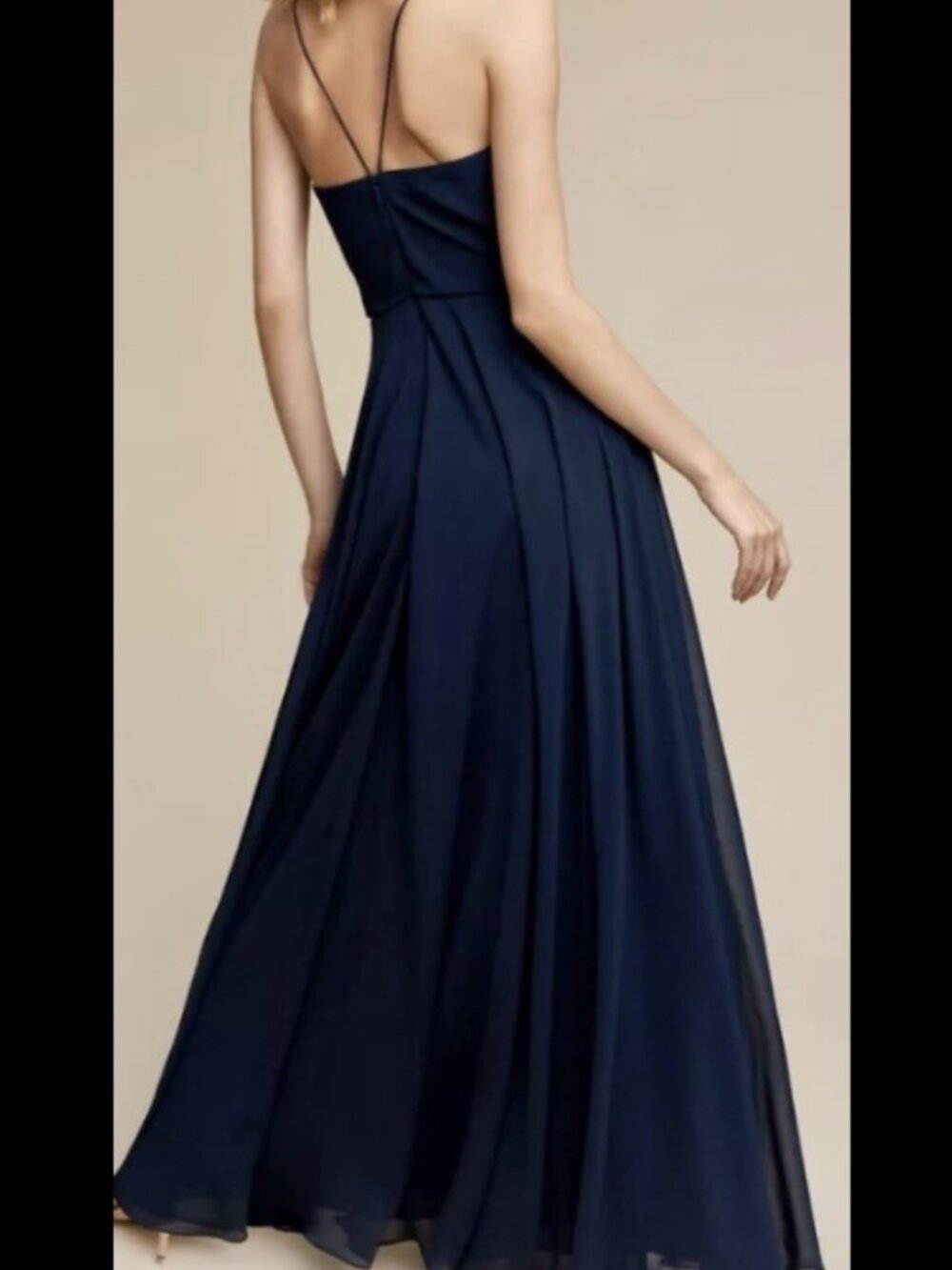 BHLDN Jenny Yoo Inesse Dress Navy Blue Flowy Bridesmaid Maxi Formal Dress sz 16 - Picture 8 of 9